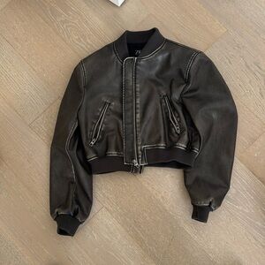 Zara cropped leather jacket